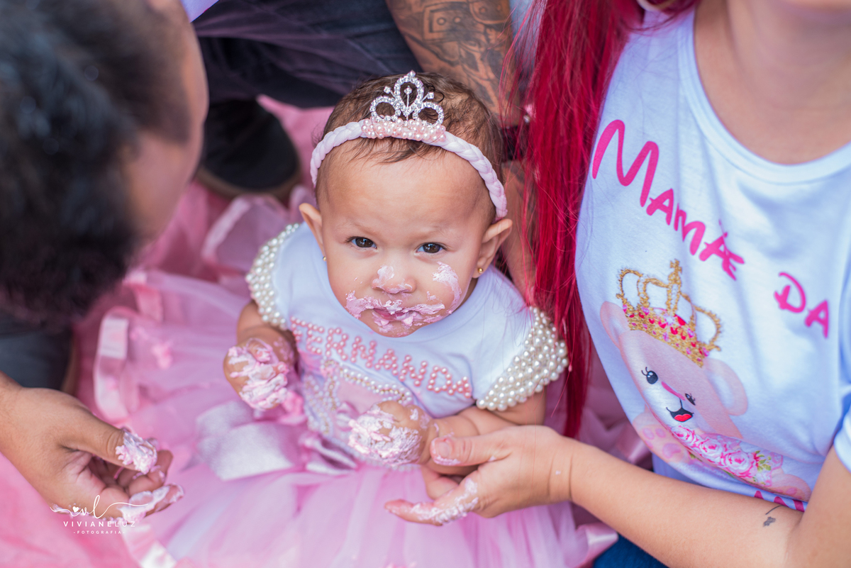 smash the cake rosa de menina