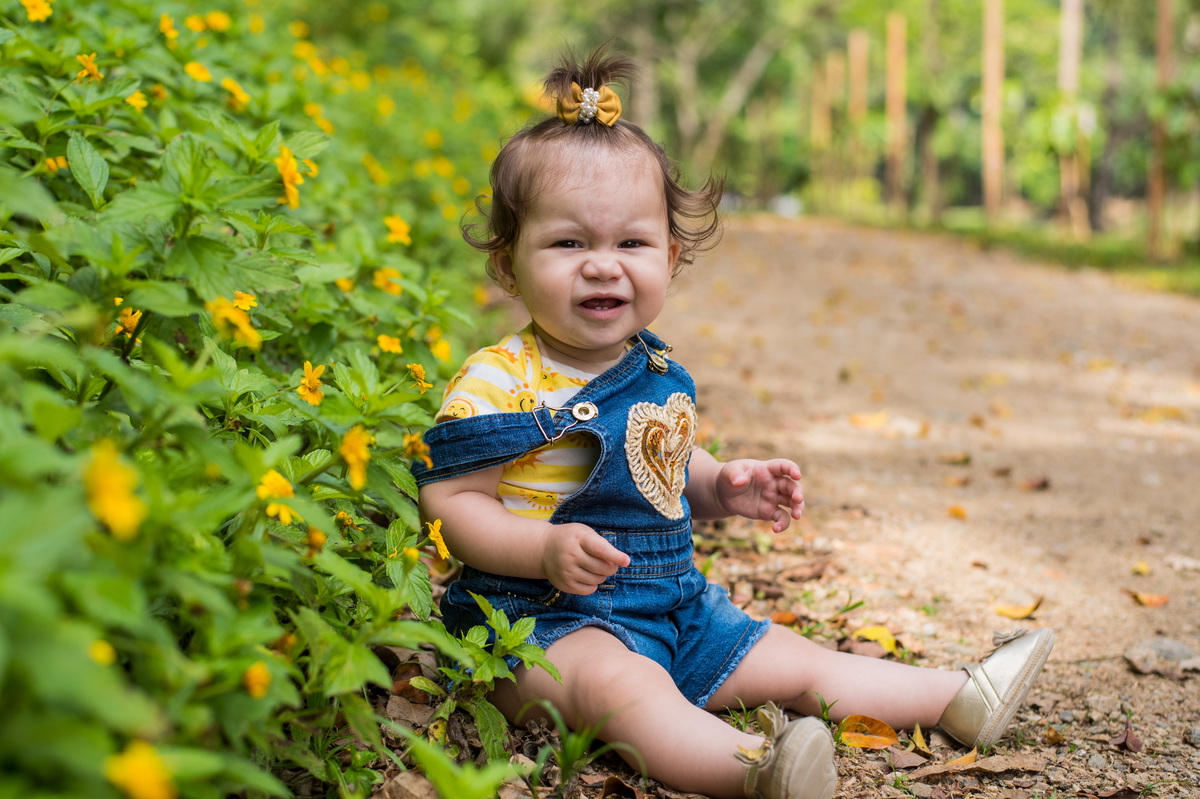 ensaio infantil externo girassol raio de sol