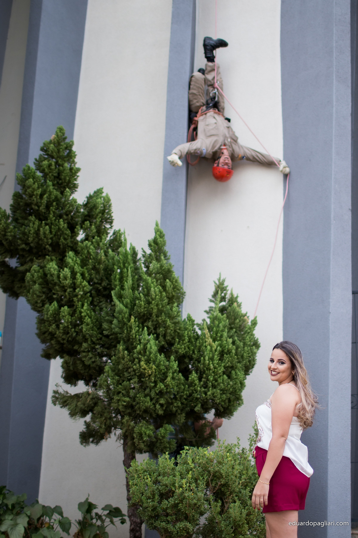 ensaio de casamento com rapel e bombeiro