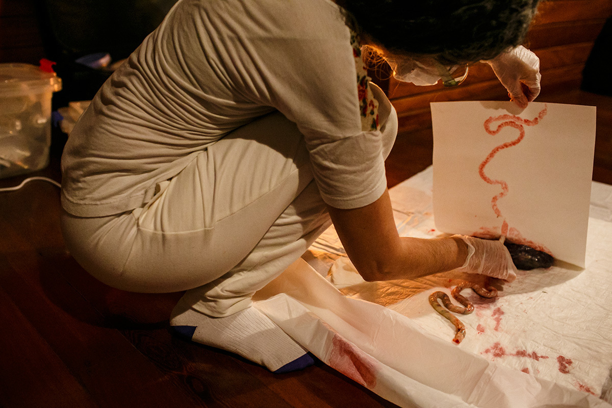 doula realizando o print da placenta