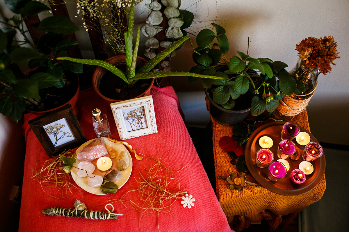 altar feito pela grávida para o seu trabalho de parto domiciliar