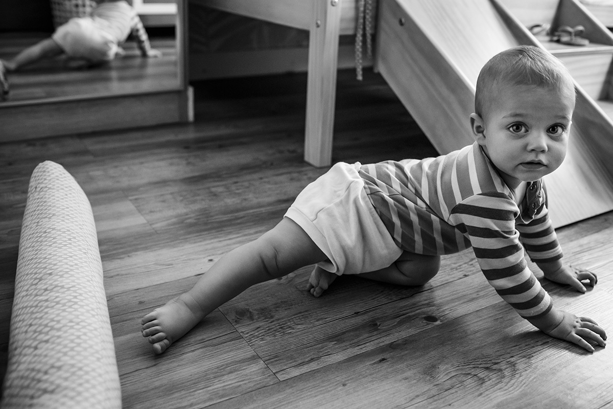 retrato do bebê engatinhando