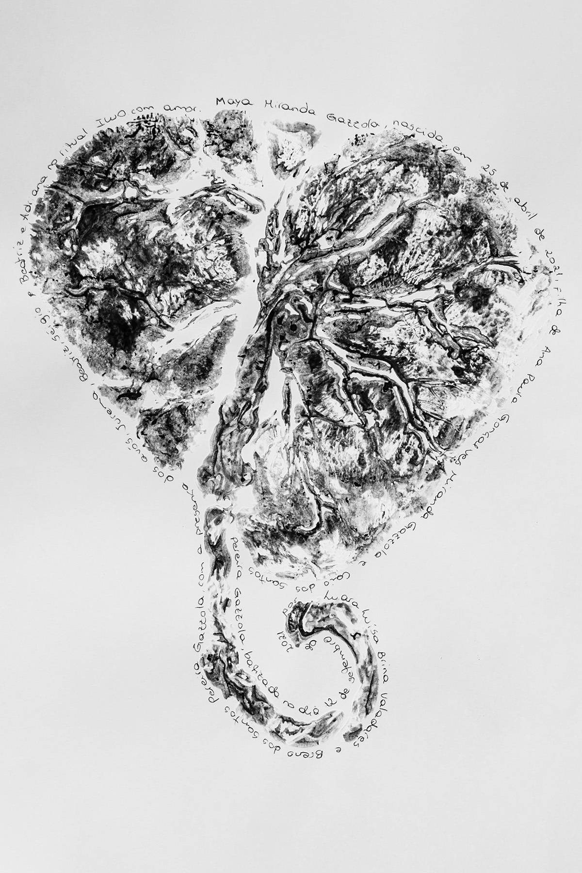 carimbo da placenta como símbolo do seu batismo após o enterro da placenta em um belo ritual