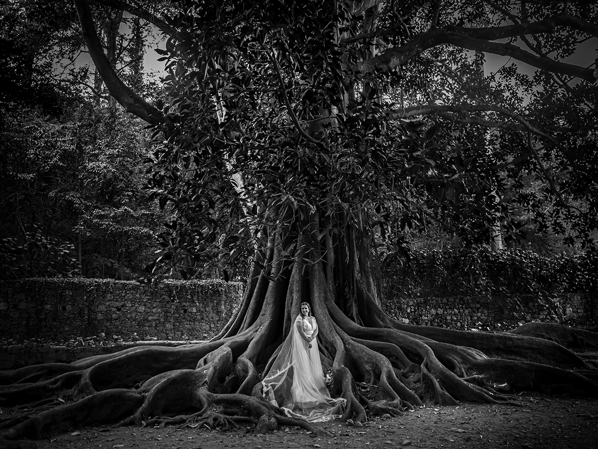 Em preto e branco, cada um num lado da janela oval, Mónica sorri suavemente enquanto Ricardo, mais sério, observa-a. Um pilar entre eles, como símbolo de tudo o que os une, mesmo nos silêncios.