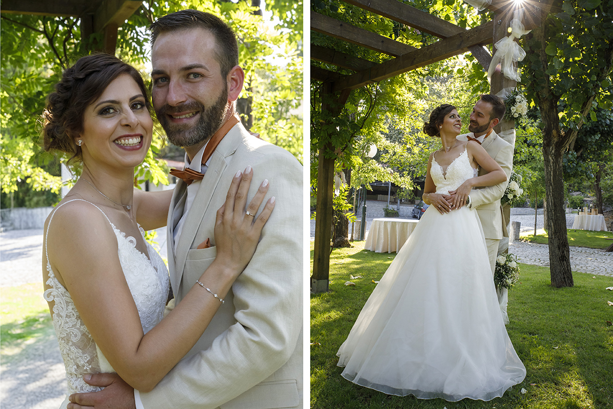 Em duas fotos encantadoras: primeiro, lado a lado, sorridentes, com gestos de ternura. Depois, num abraço por trás, os mesmos olhares apaixonados num cenário cheio de harmonia.