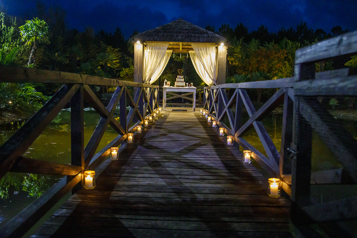 O bolo colocado sobre o lago na quinta oliveira