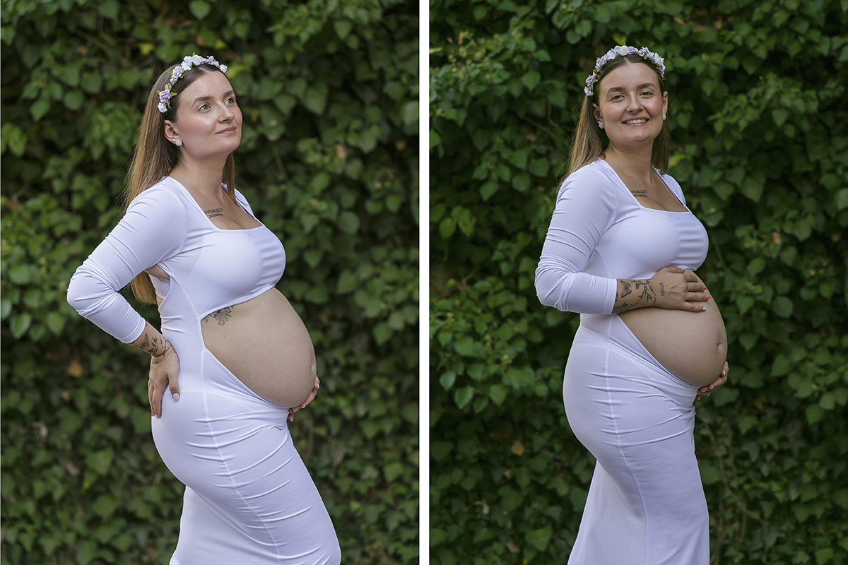 Nesta sessão de gravidez as poses fluem com naturalidade