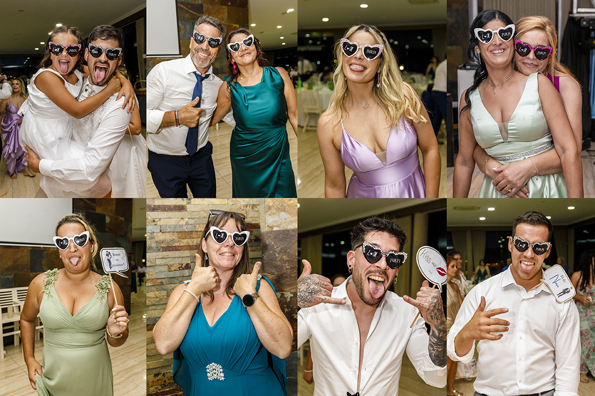 Conjunto de imagens de pessoas com óculos em formato de coração, mostrando alegria e estilo em diferentes ambientes capatdo pela lente do Ricardo Coimbra