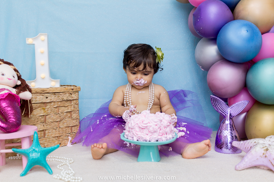 ensaio fotografico smash the cake em são paulo tema sereia