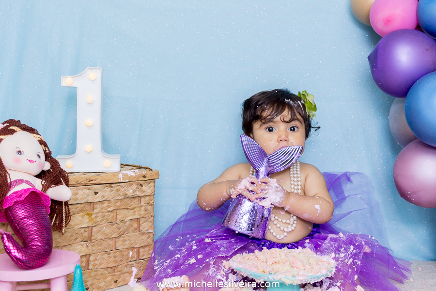 ensaio fotografico smash the cake em são paulo tema sereia