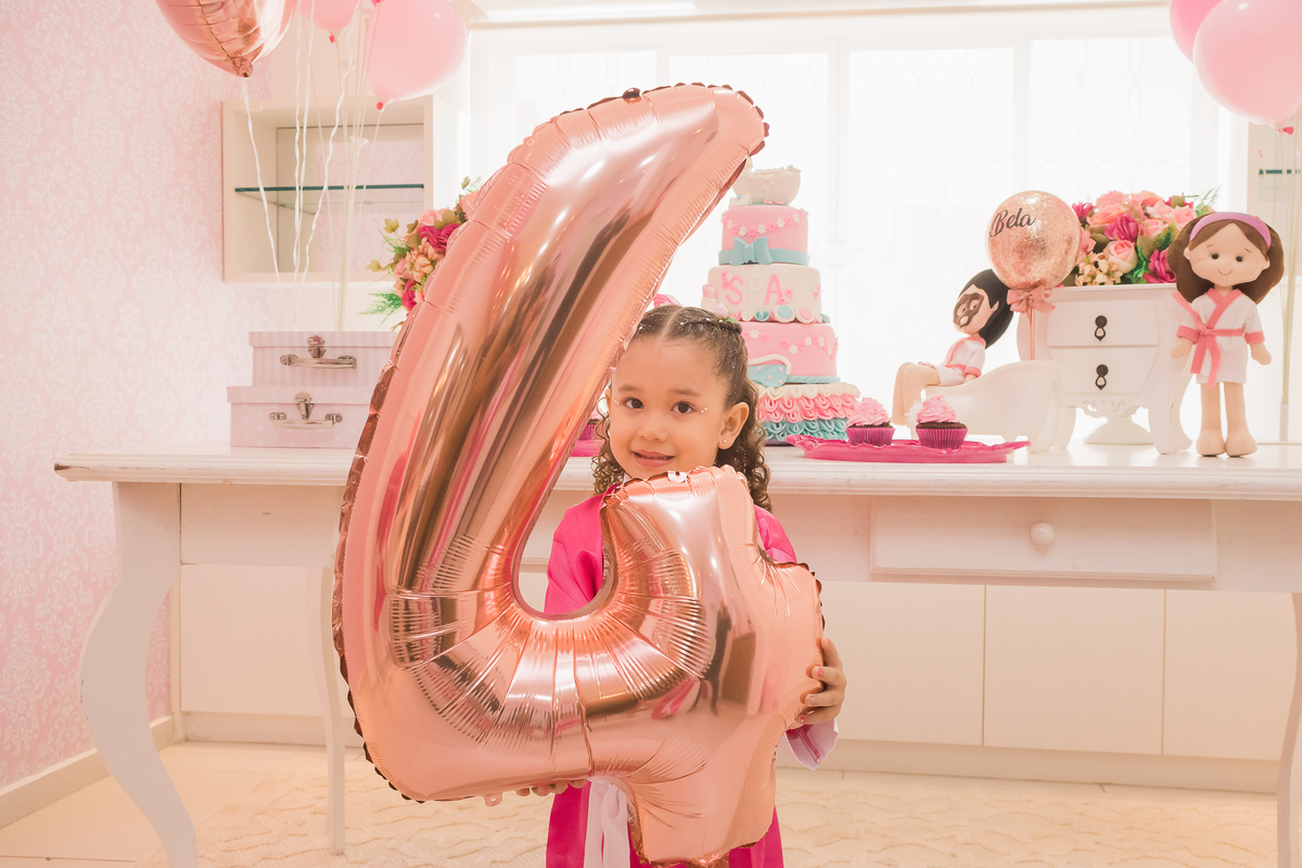Aniversário infantil de 4 anos da Belinha, Spa Day no Pink Party em São Paulo/SP