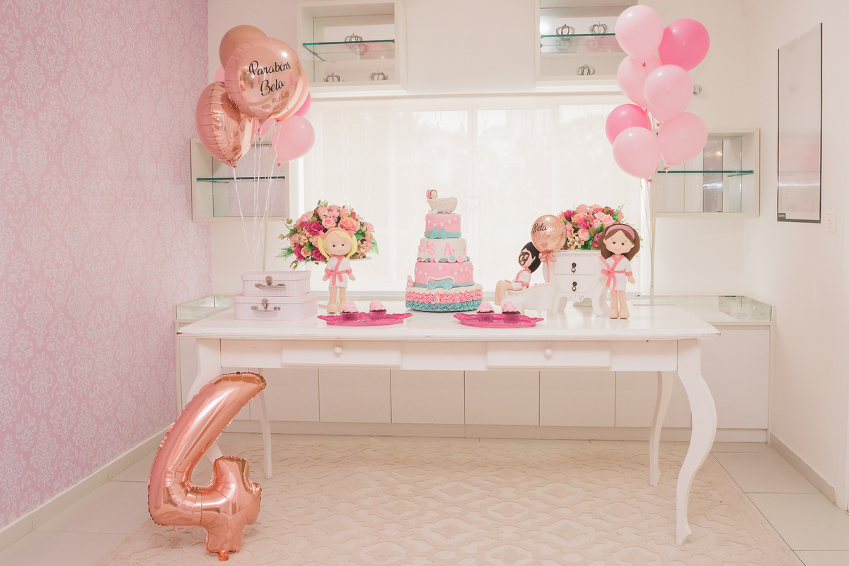 Aniversário infantil de 4 anos da Belinha, Spa Day no Pink Party em São Paulo/SP