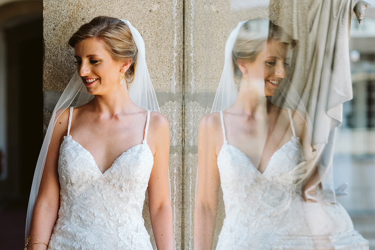 noiva fotografia reflexo vidro casamento braga
