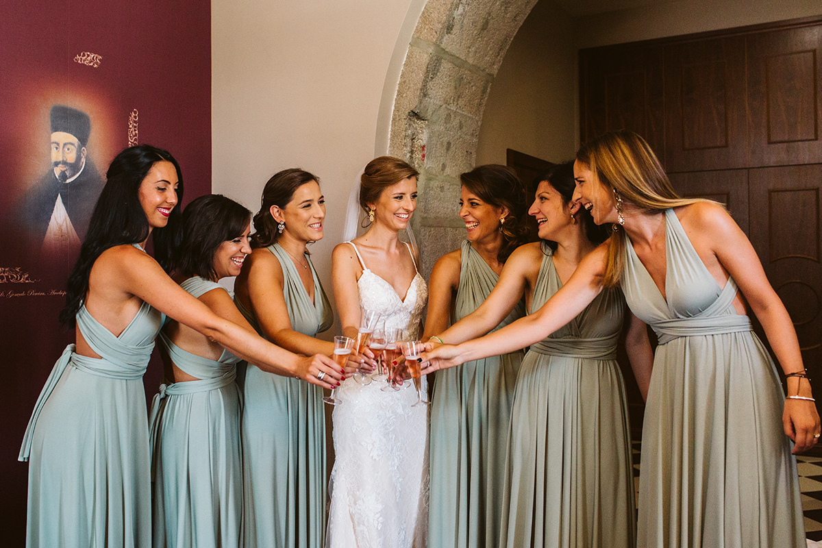 foto grupo damas de honor casamento braga brinde