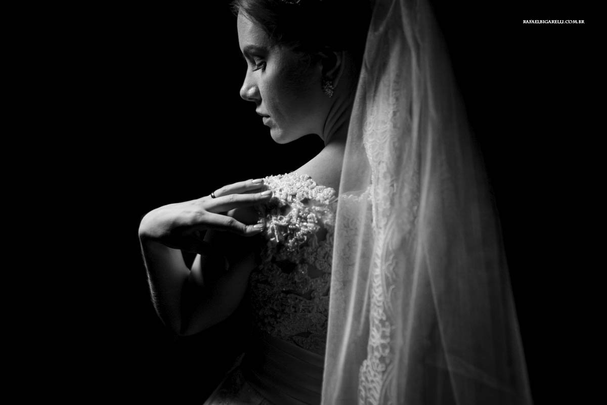 retrato de noiva preto e branco