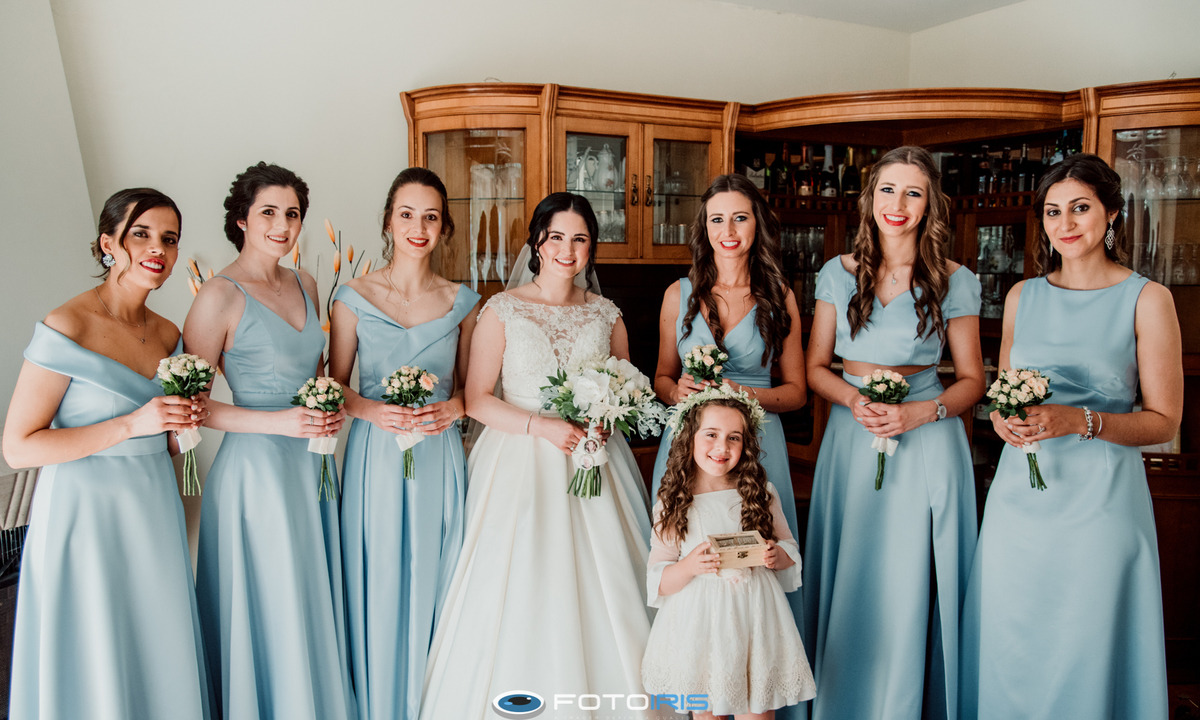 honor, amigas de casamento, vestido azul, vestido para damas de honor, maquilhagem noiva, vestido de noiva, ramo da noiva 