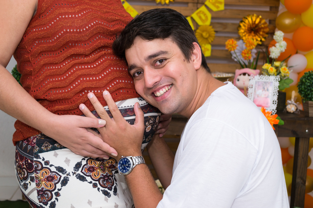 foto pai no chá de bebê