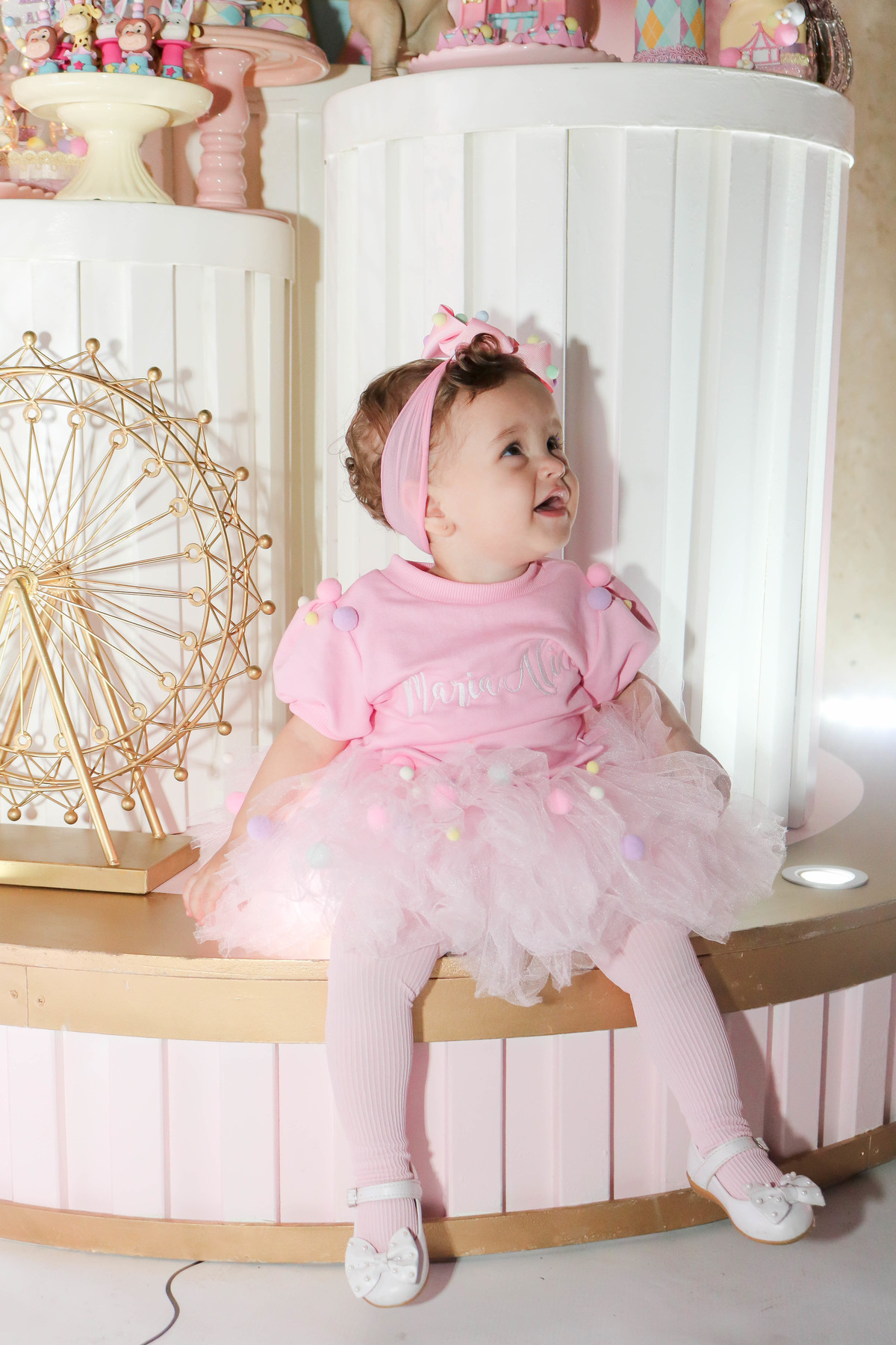 look de bebê circo rosa 