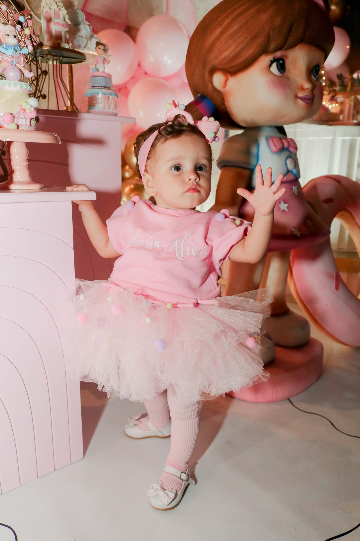 look de bebê circo rosa 