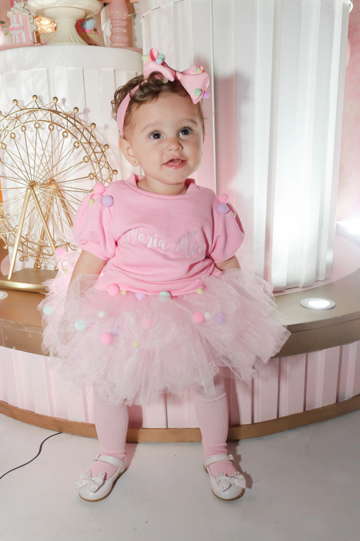 look de bebê circo rosa 