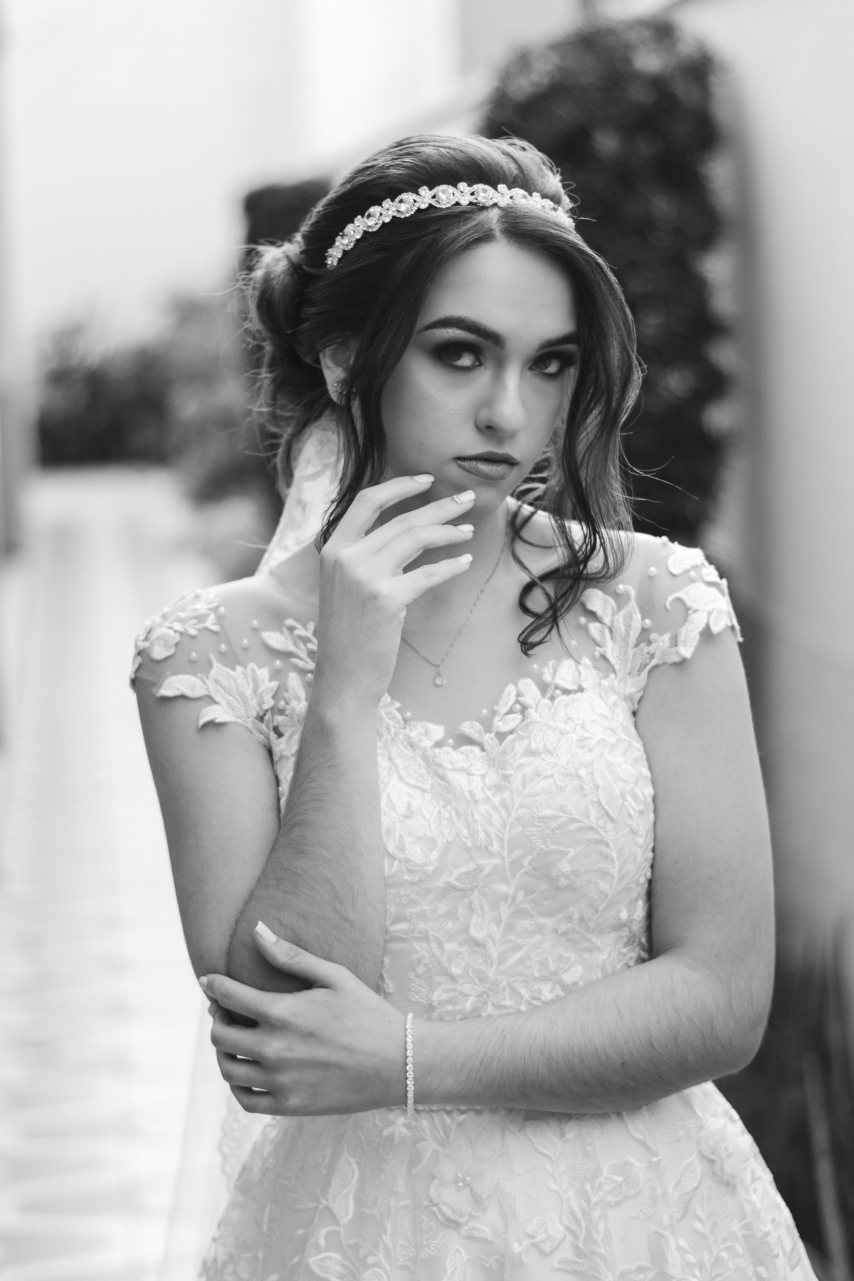 momento da noiva Adurey antes do seu casamento em Cerquilho