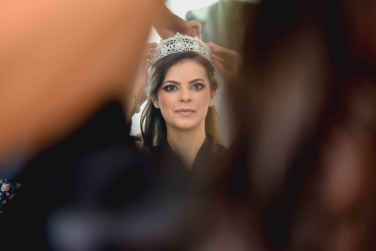 noiva no espelho em making of