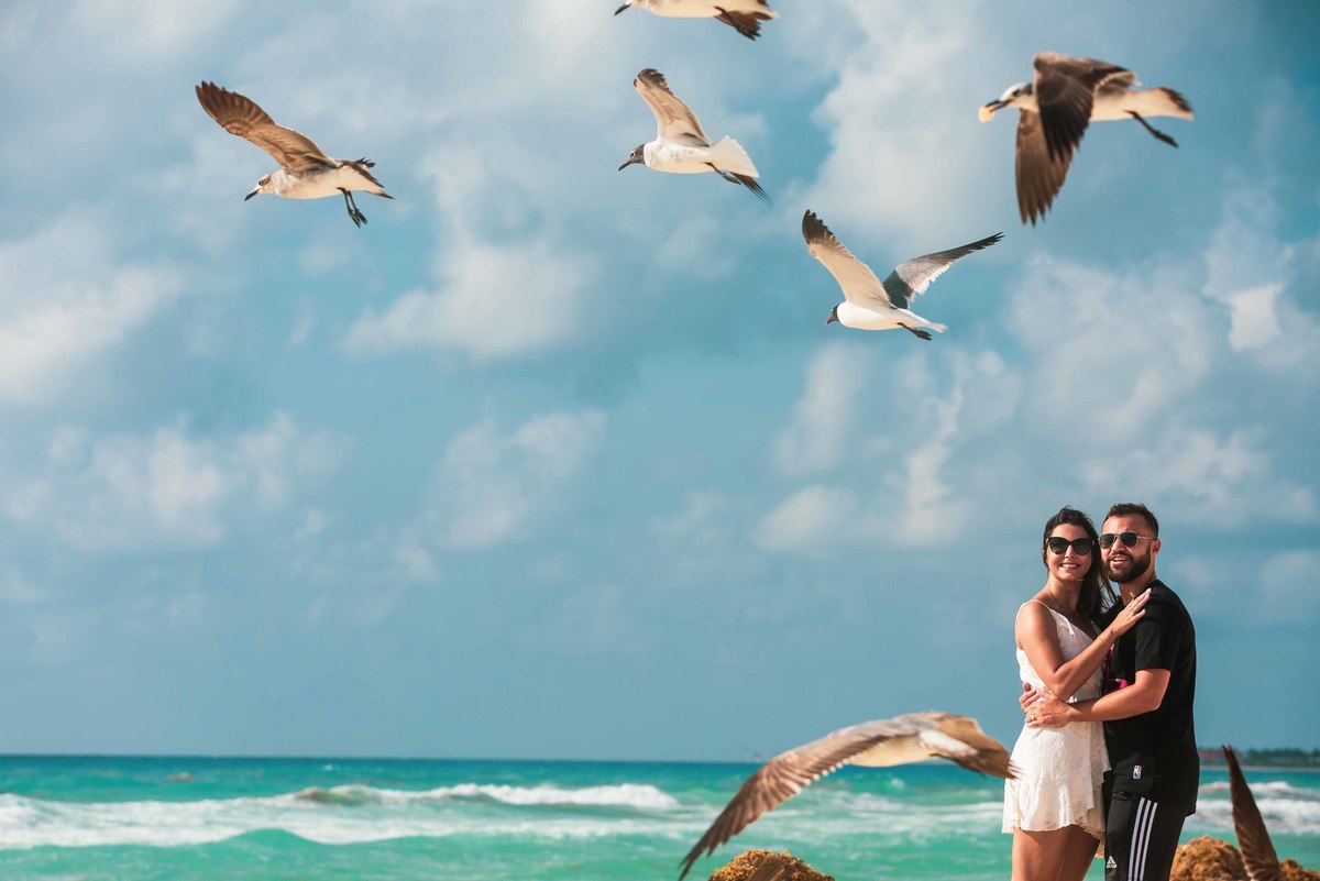 fotos ensaio casal karen e felipe na praia em Cancún no mexcio fotos pelo fotografo denis silveira fotografia especilizada em casamentos