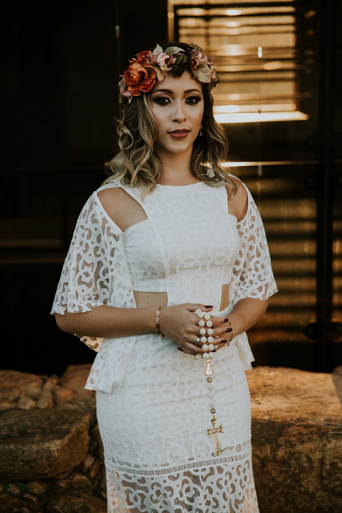 Terço para usar em casamento pela noiva perolado