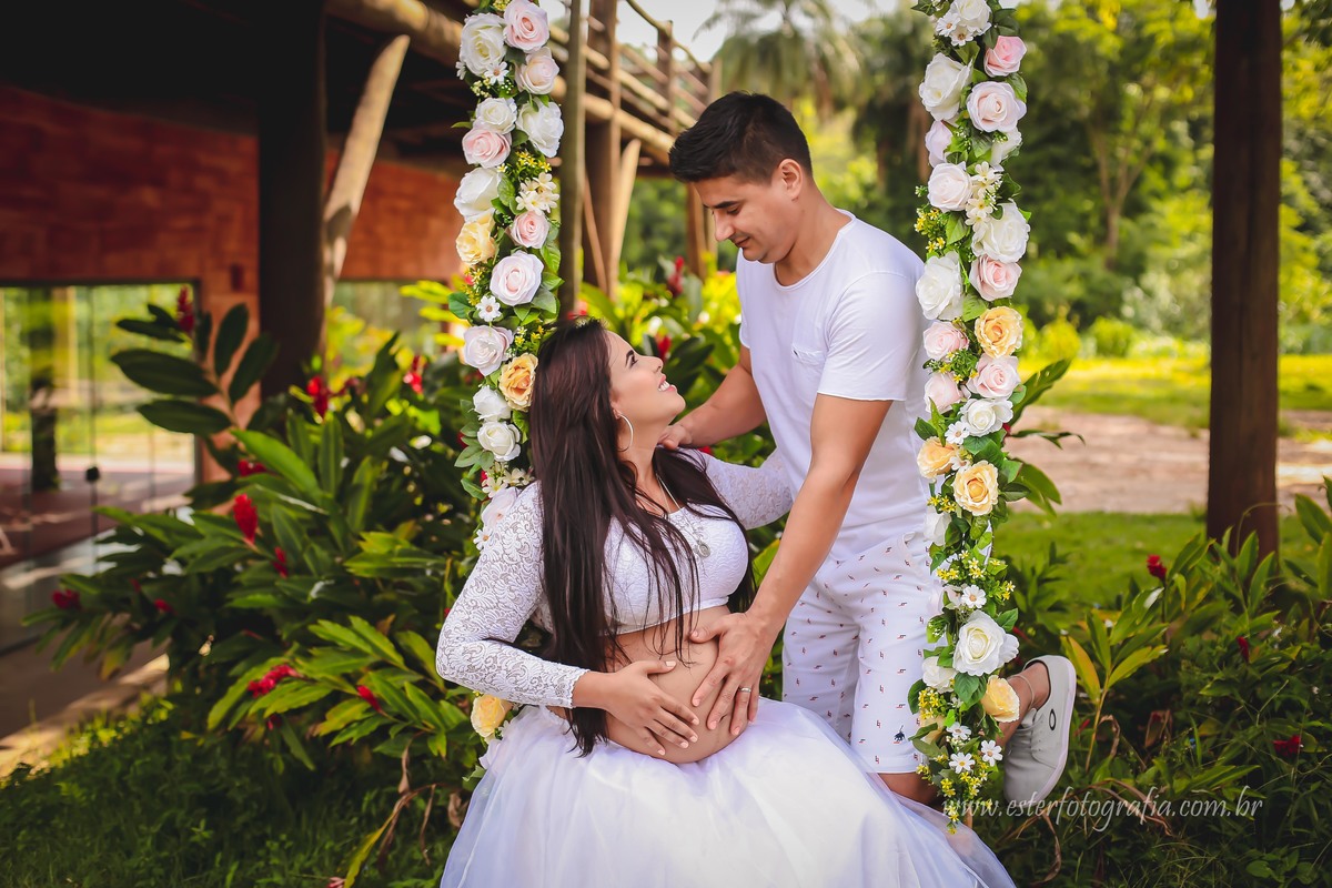 Fotos no balanço com a mamãe e papai