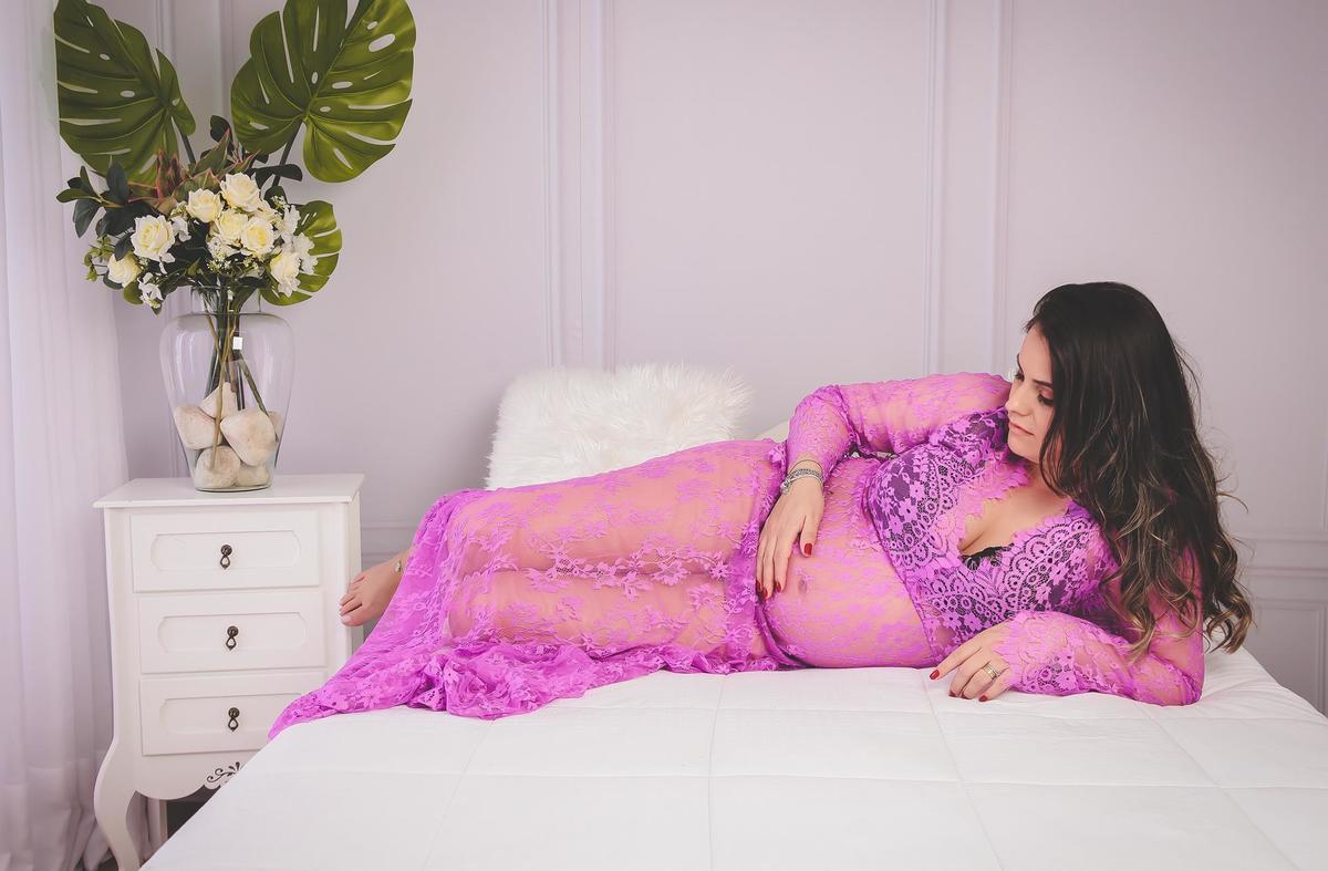 Fotografia na cama de Gravidas