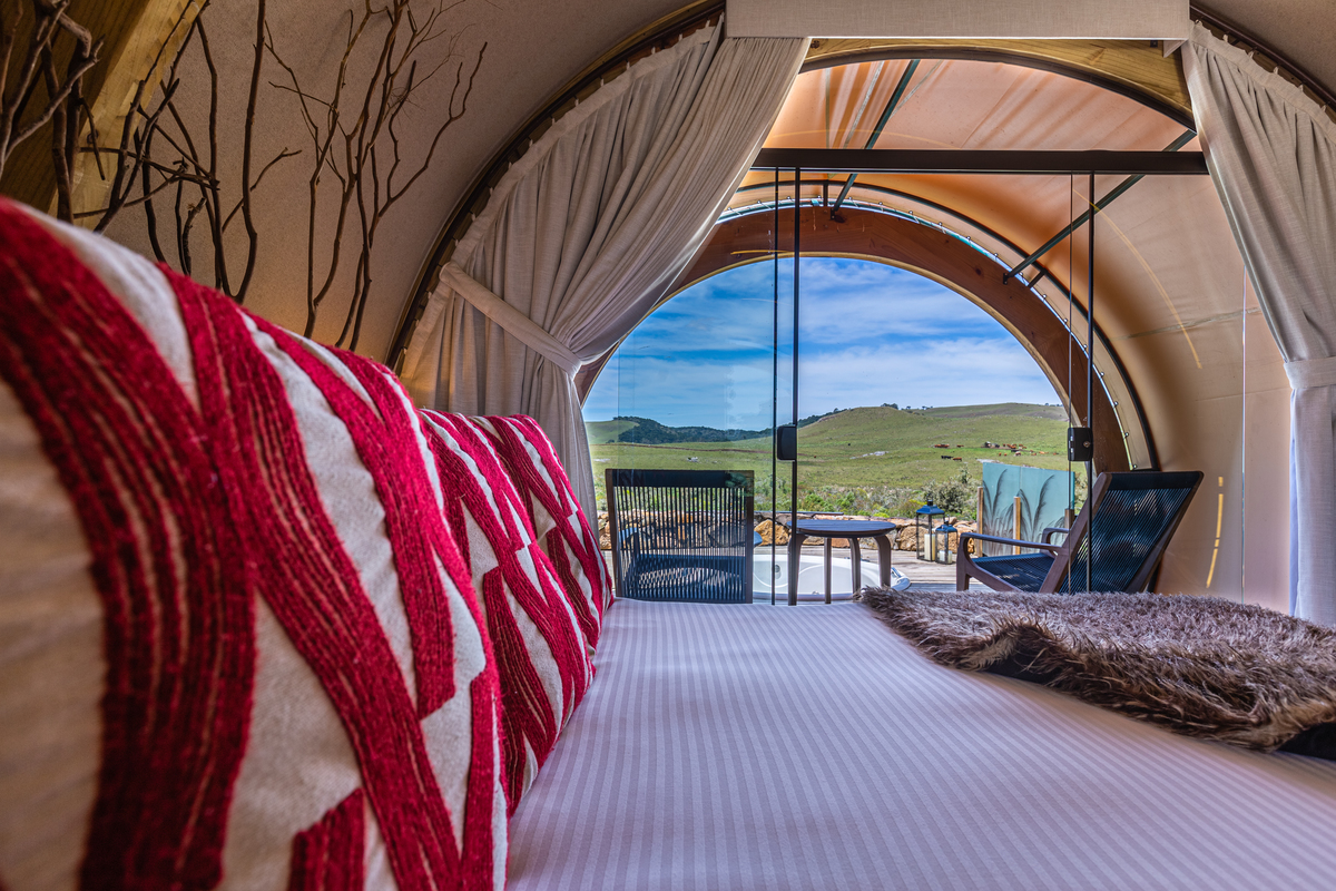 Vista da cama no  no Parador Cambará do Sul 