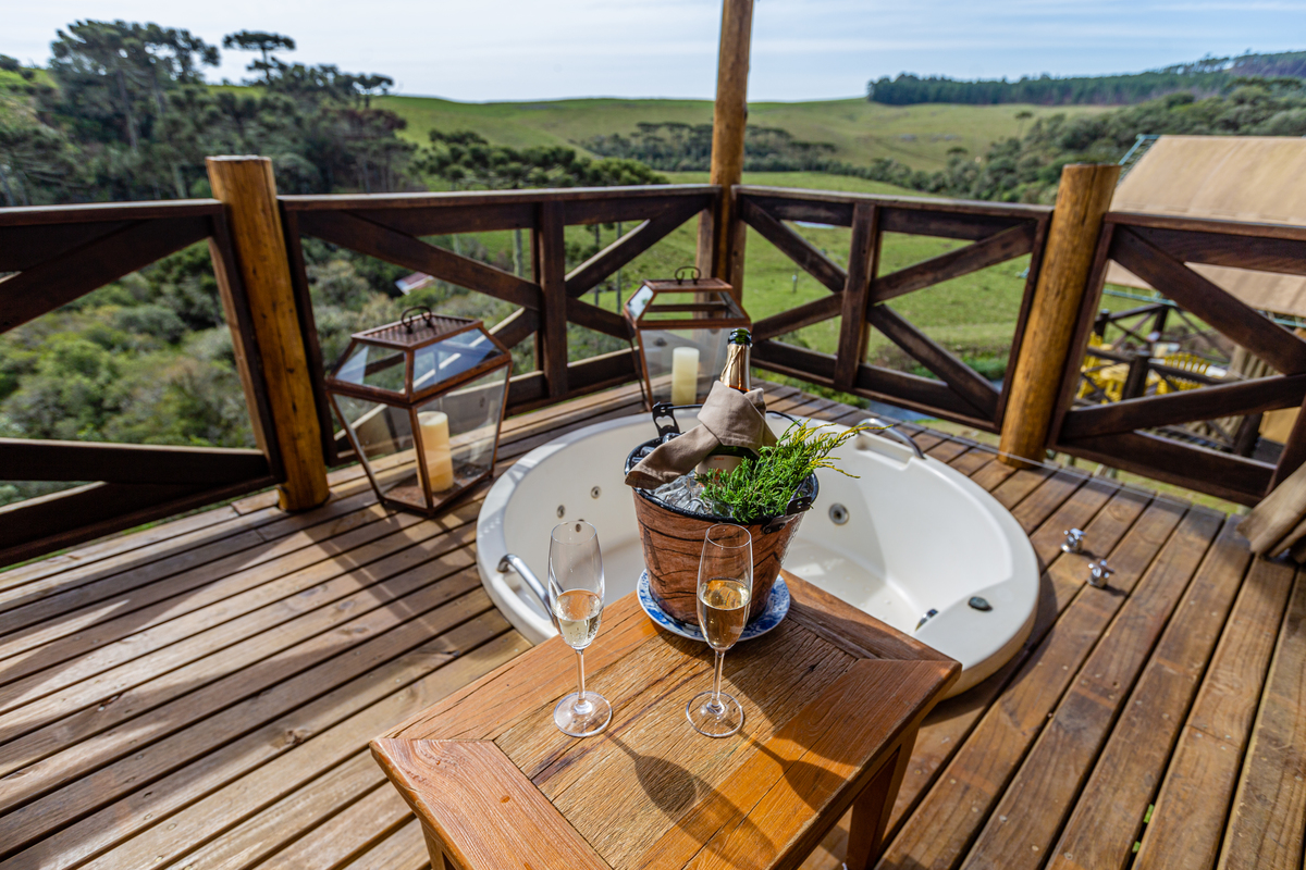 Espumante na barraca de Luxo  no Parador Cambará do Sul 