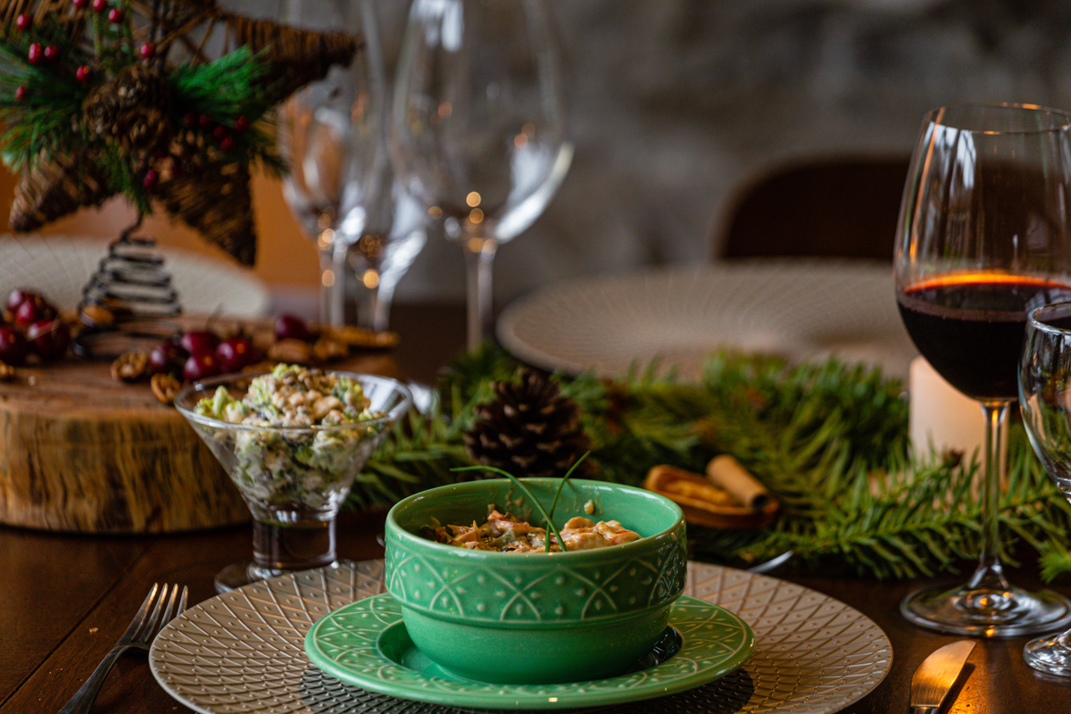 Detalhes de uma ceia de Natal 