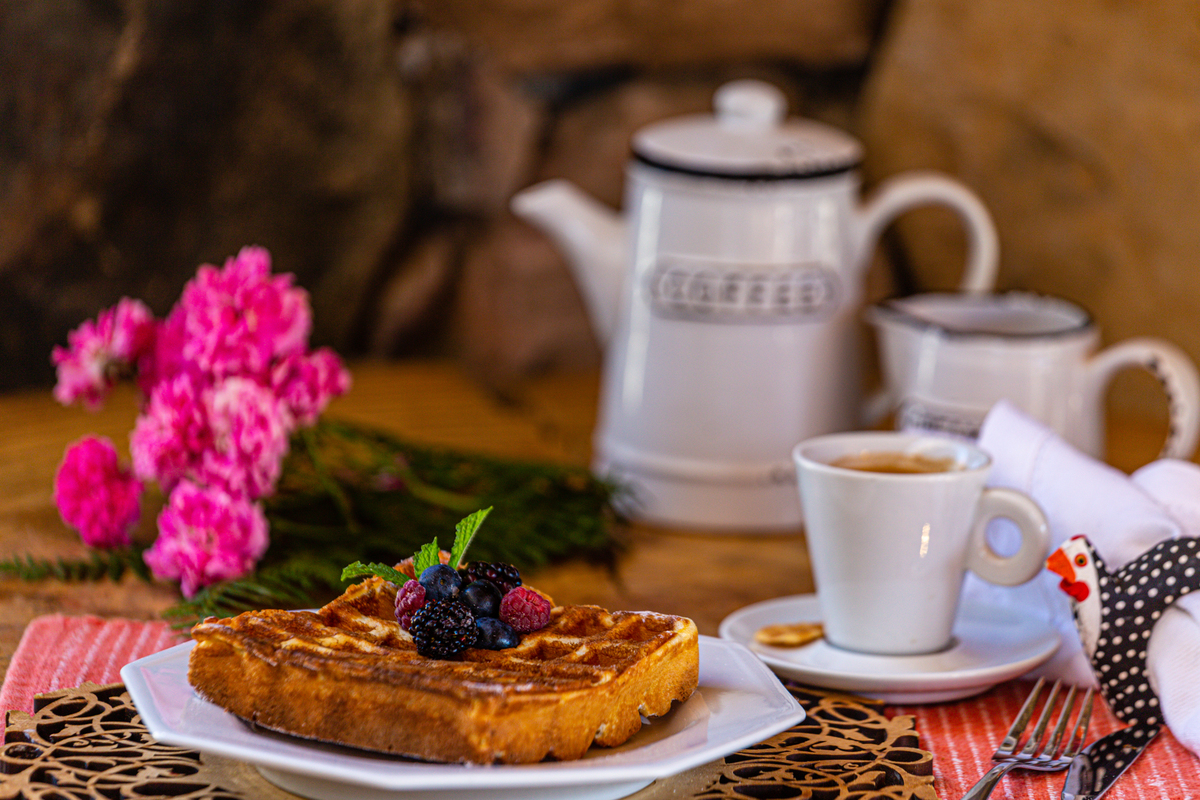 Wafle e um delicioso café no Sabores da Querência 