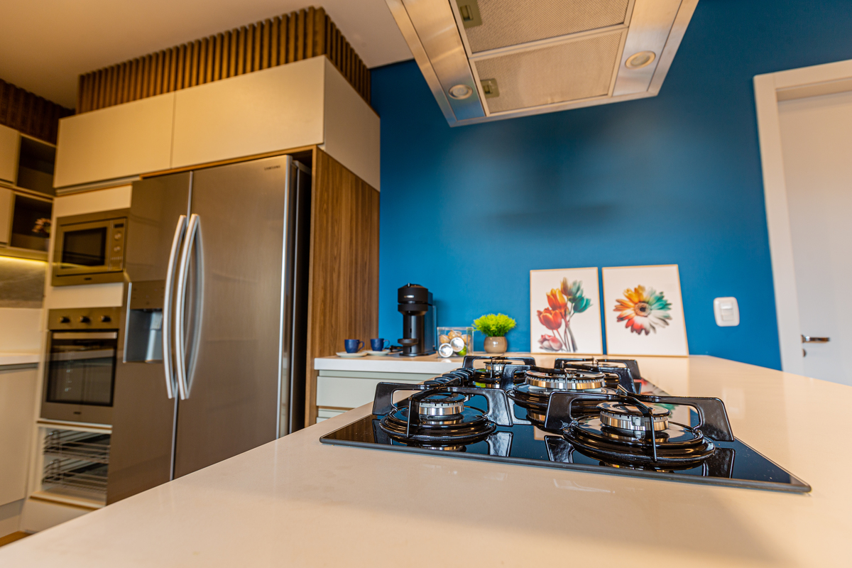 Fotos profissionais para apartamentos, casas e empreendimentos imobiliários em Gramado e Canela. Detalhes do fogão. 
