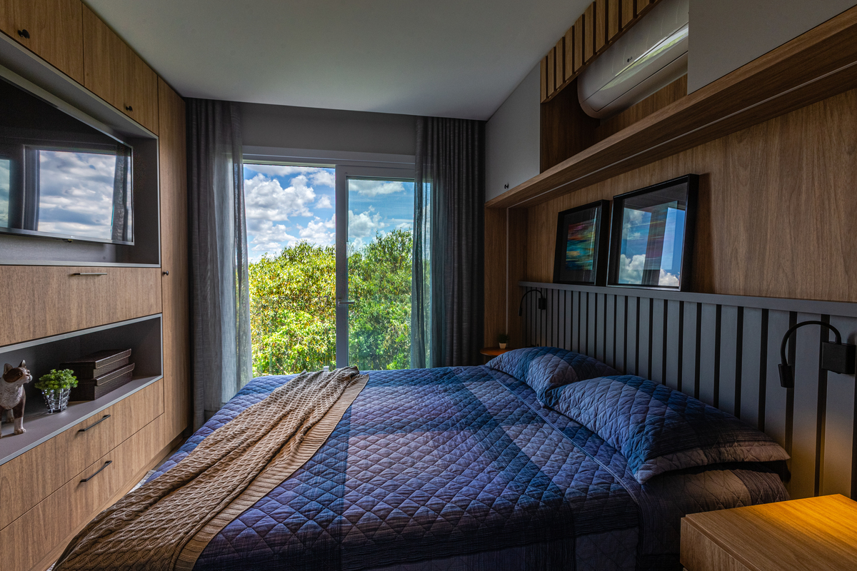 Fotografia profissional para Imobiliárias Gramado. Vista do quarto
