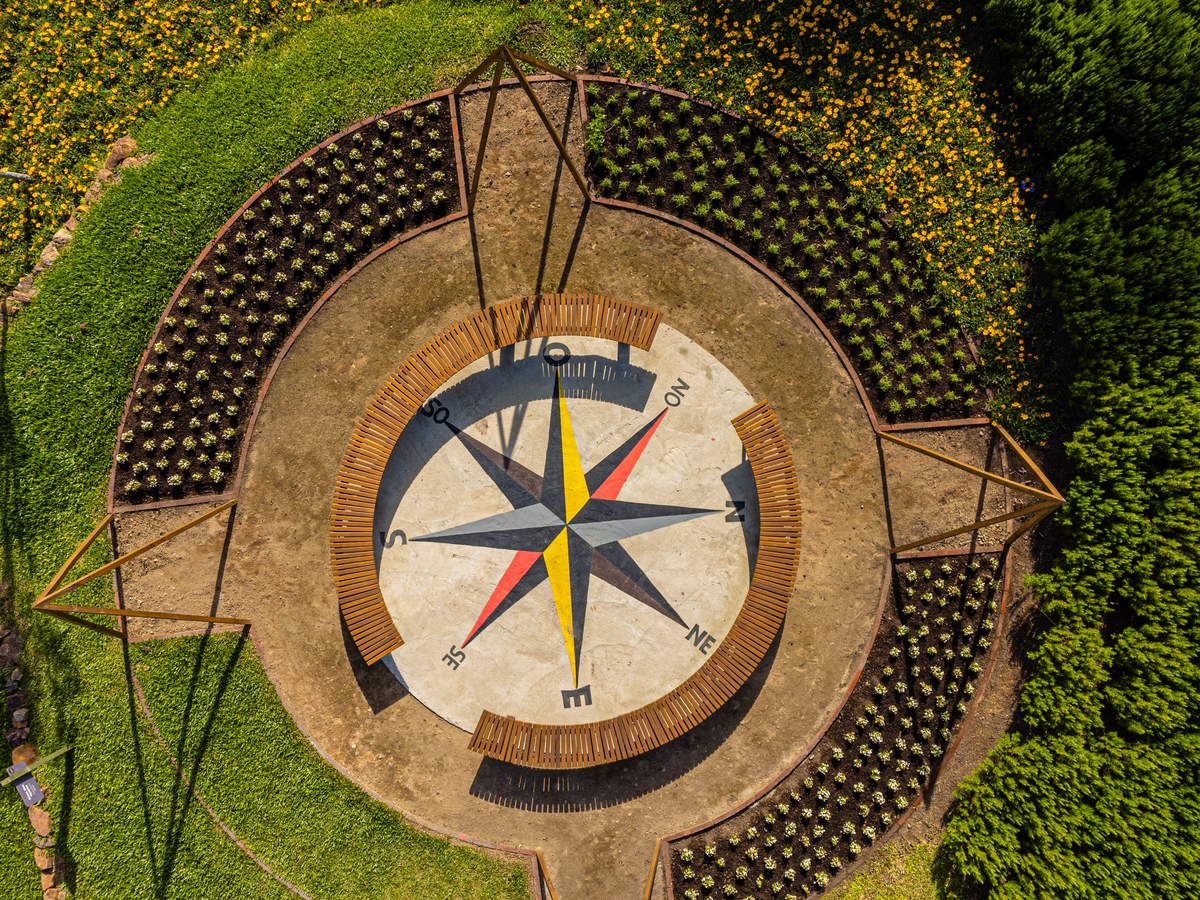 Fotos de drone do Mátria parque de Flores, bussola. 