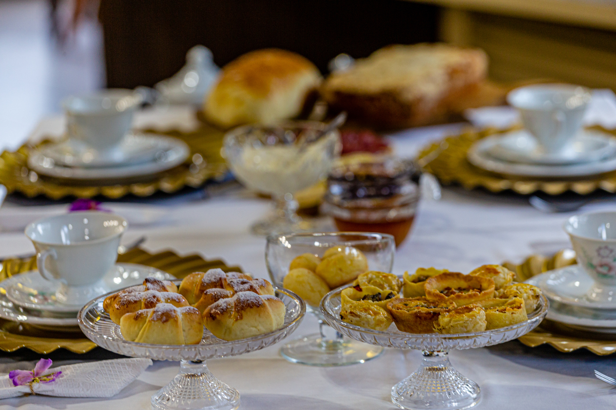 Delicia de cafe da tarde  na Pousada Bosque Canela. 
