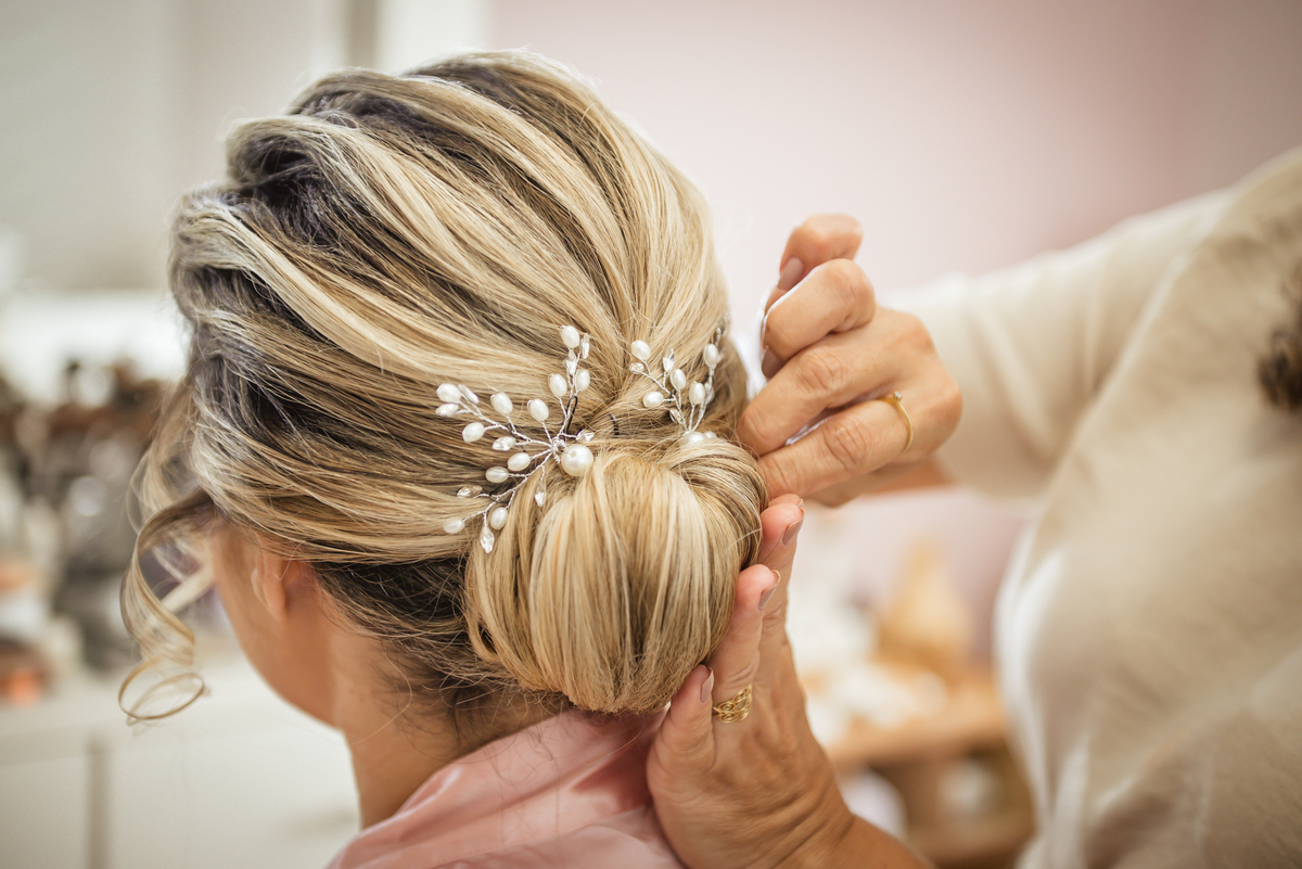 coque da noiva durante o making of de dia