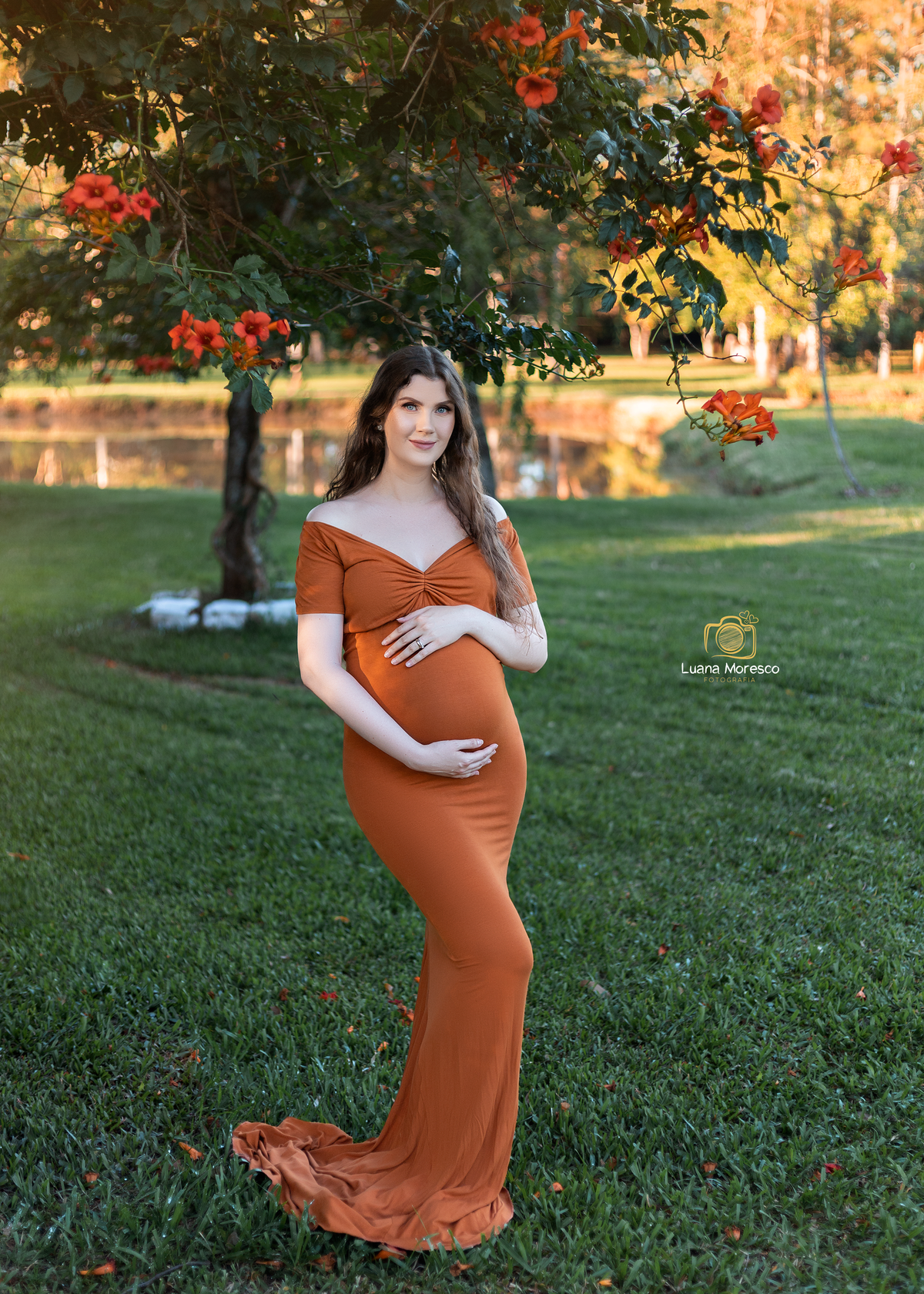 ensaio gestante gravida lago parque externo vestido local onde melhor fotografia luana ijui cruz alta santo angelo estudio familia pet clean romantico atemporal