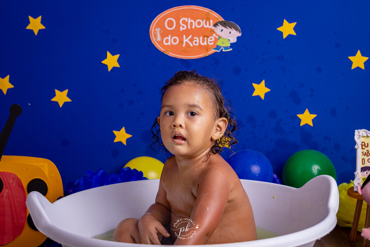 ensaio infantil smash the cake O Show da Luna 
Jupiter de O Show da Luna para menino 
banho splash 