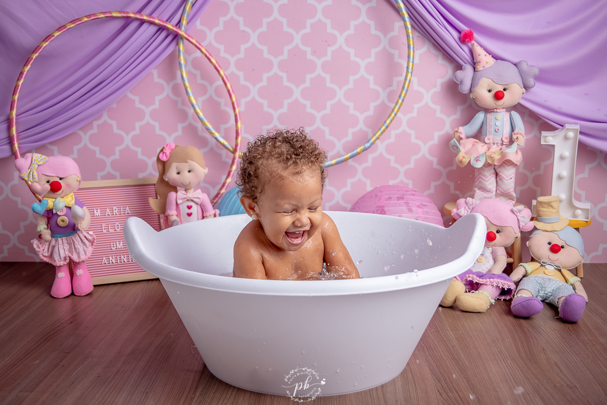 Cenário Circo Rosa - Maria Eloá 1 aninho - Smash The Cake Circo Rosa - Splash( banho após ensaio)  - Rio de Janeiro - RJ