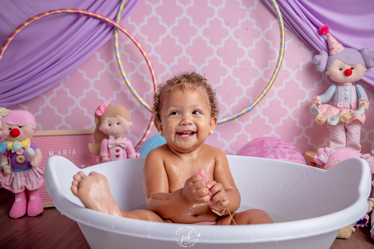 Cenário Circo Rosa - Maria Eloá 1 aninho - Smash The Cake Circo Rosa - Splash( banho após ensaio) - Rio de Janeiro - RJ