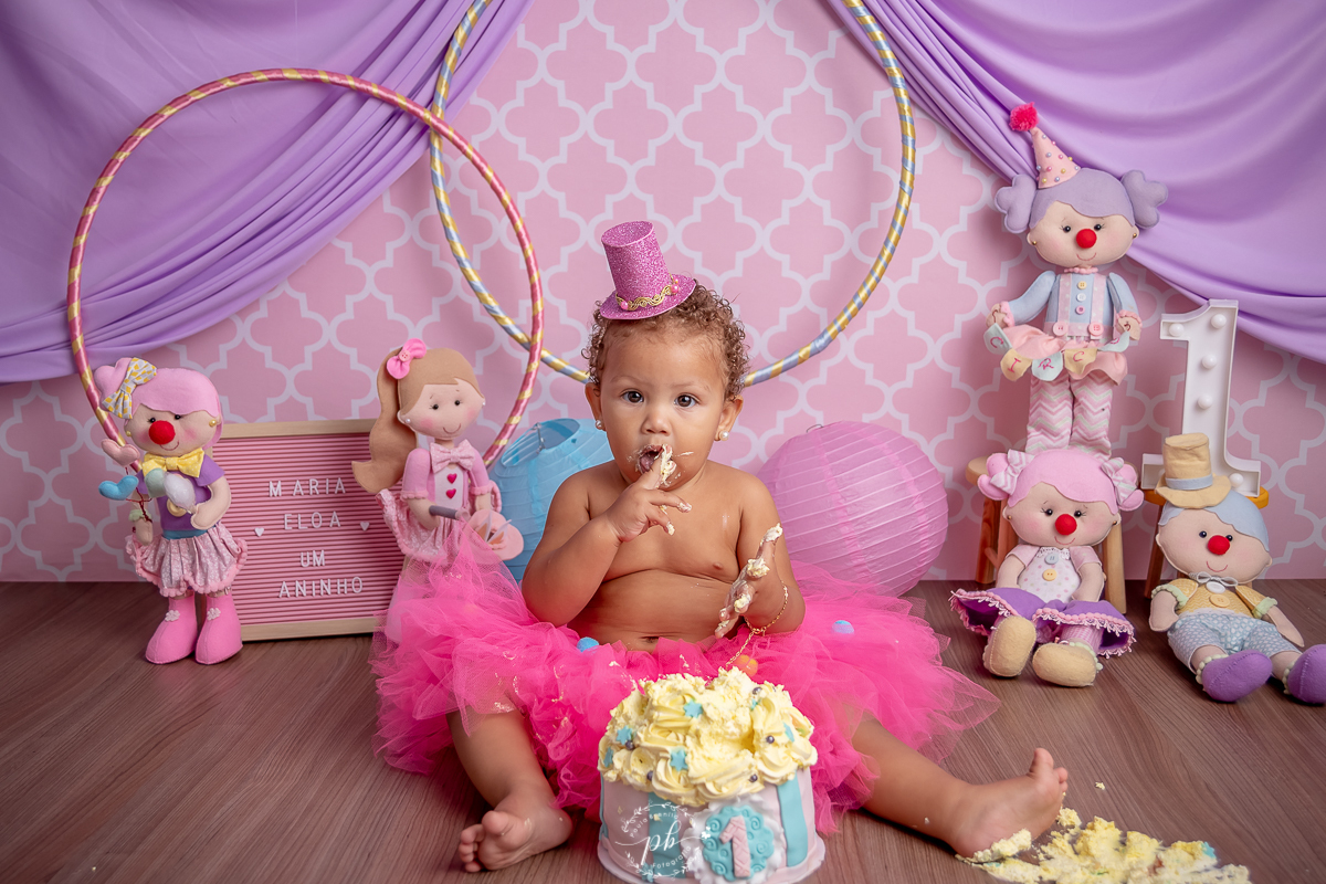 Cenário Circo Rosa - Maria Eloá 1 aninho - Smash The Cake Circo Rosa - Rio de Janeiro - RJ