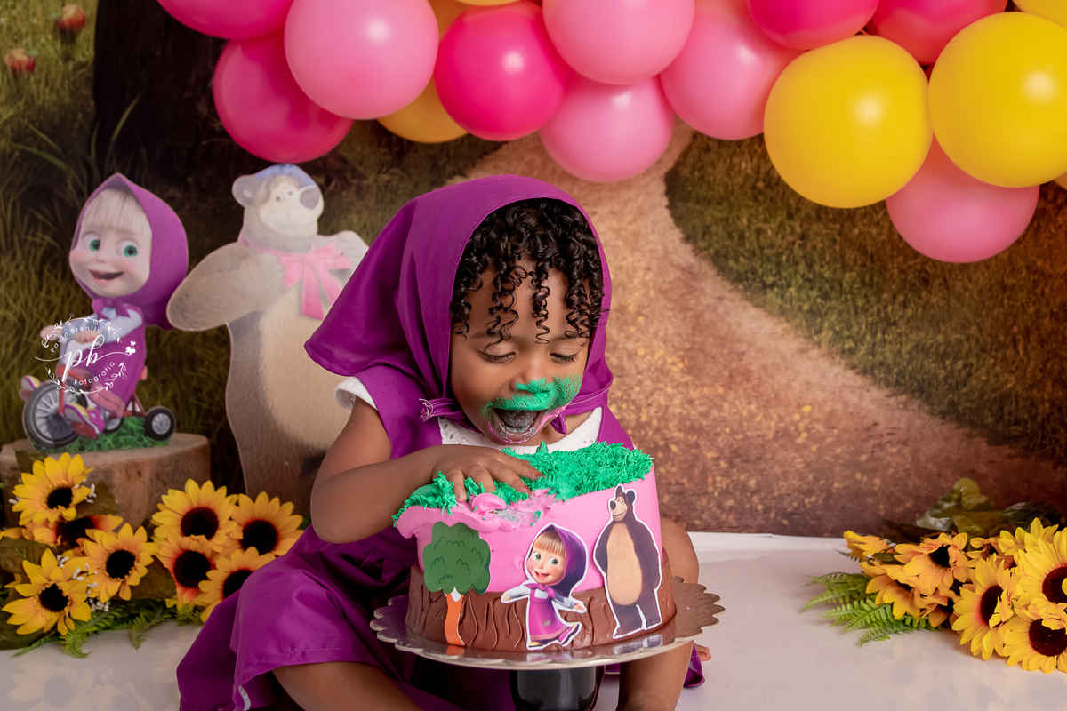 Ensaio Infantil Masha e o Urso - Masha e o Urso - Smash The Cake - Rio de Janeiro - RJ - Marsha - Marcha