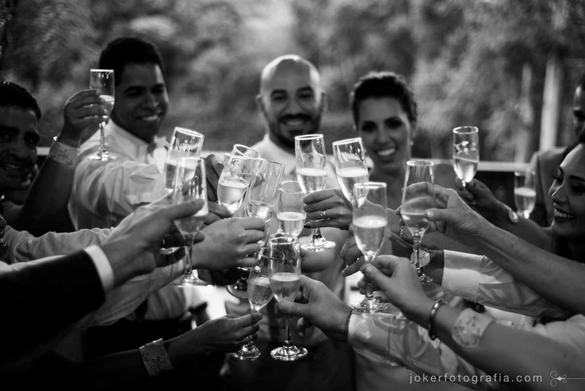 brinde dos noivos no casamento na chácara