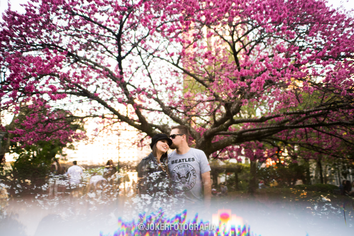 cerejeiras japonesas em curitiba em ensaio de noivos pre casamento