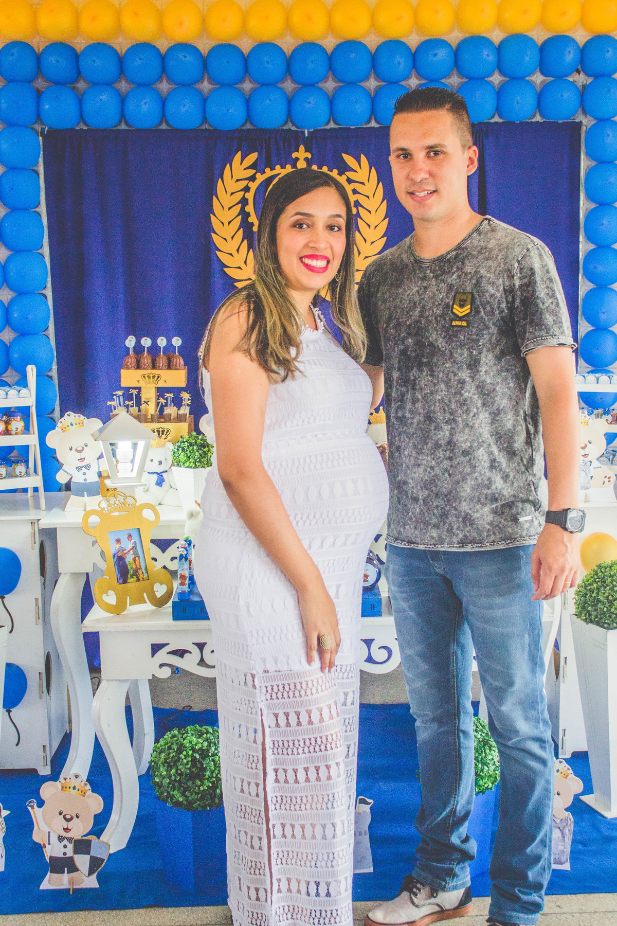 Fotos decoração chá de bebê com foto dos pais