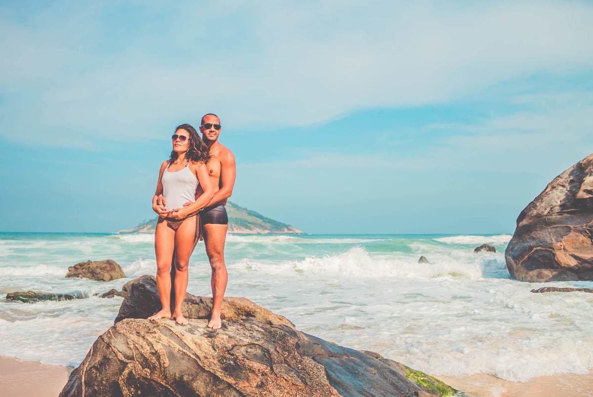 Fotos de um casal na praia