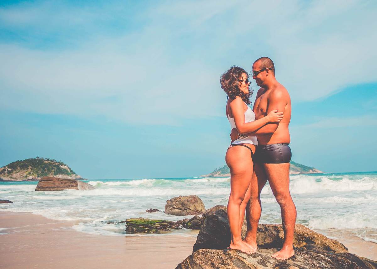 Fotos de um casal na praia